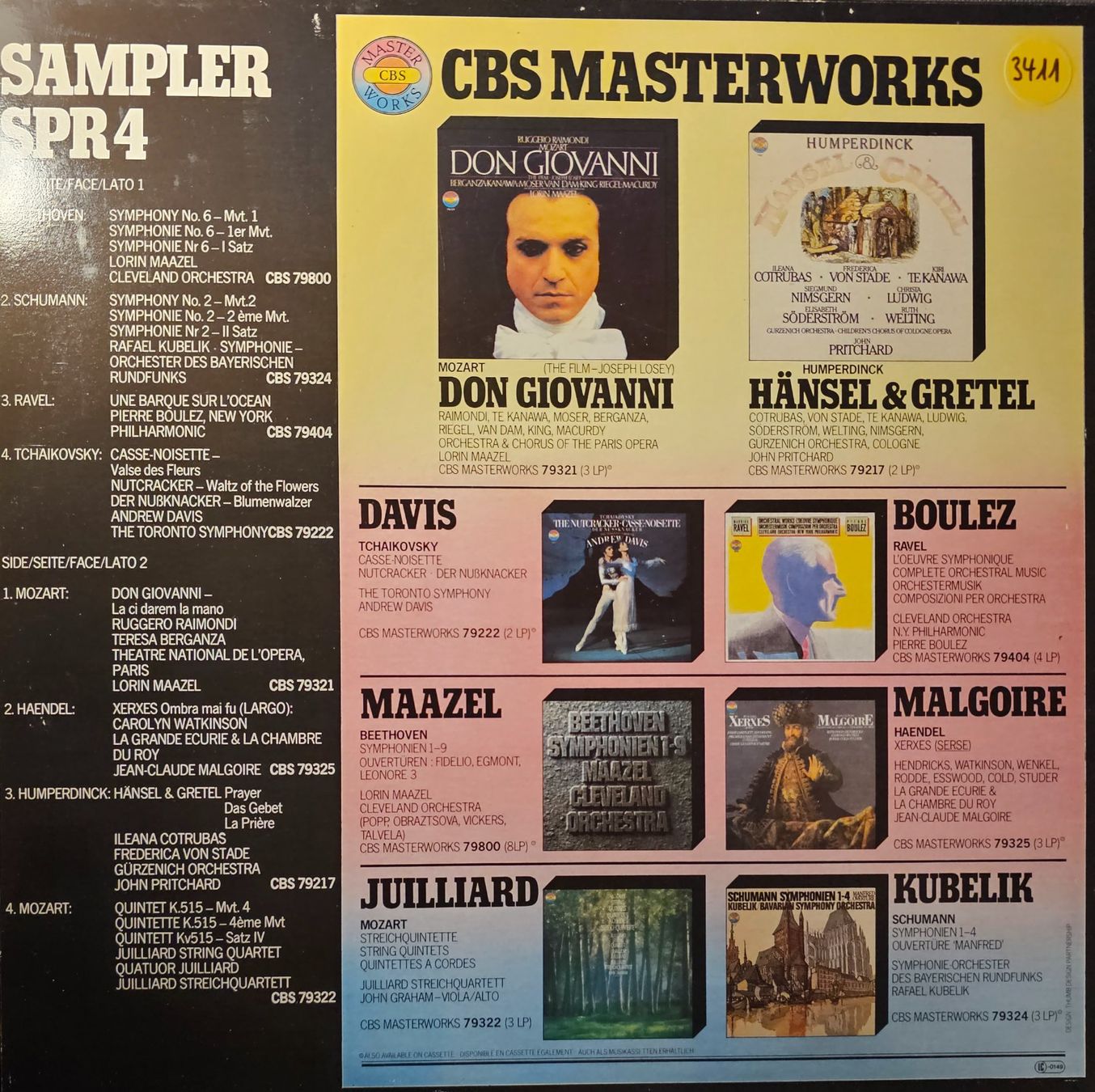 Dischi in vinile: CBS Masterworks Sampler SPR 4 – Usato da Wahlen b. Laufen venduto da Cg10 1