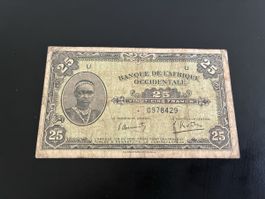 1942 French West Africa 25 Francs Banknote P.-30a