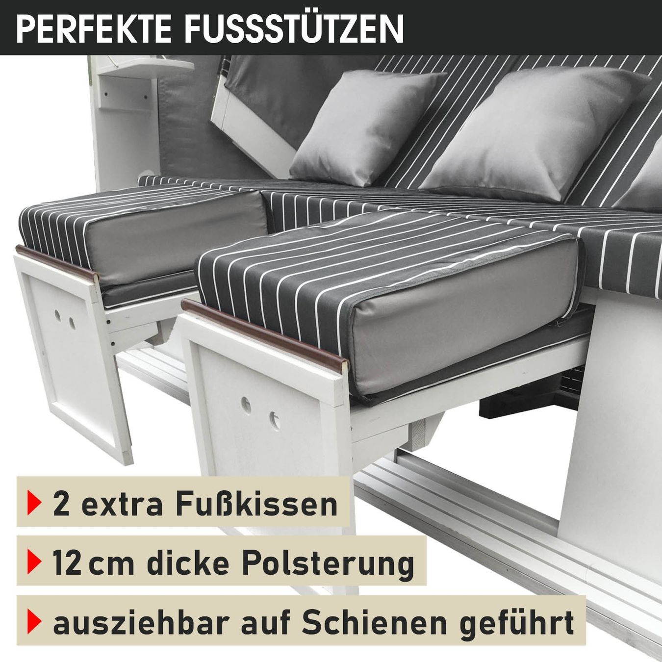 Sedie a sdraio: Strandkorb 3-Sitzer + Schutzhülle - Hellblau/Gestreift – Nuovo e nell'imballaggio originale da Wallenwil venduto da toesstal-vertrieb 8