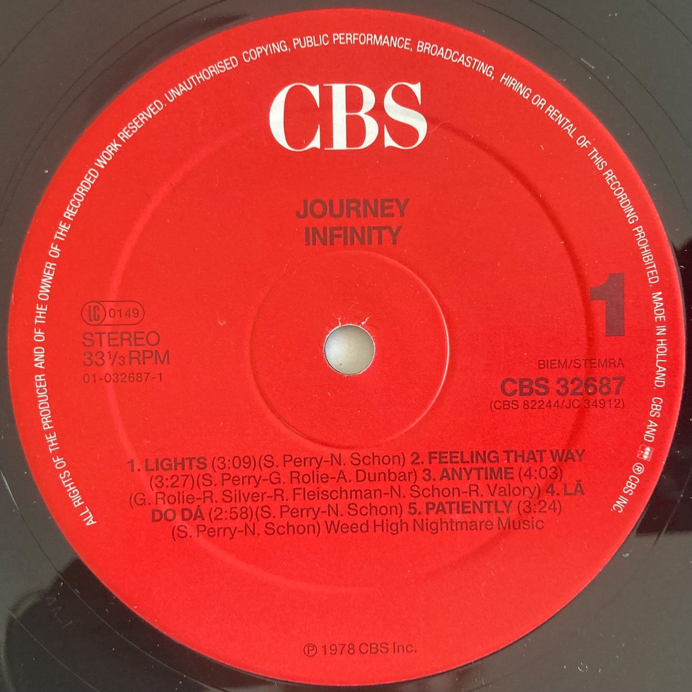 Schallplatten: JOURNEY - INFINITY – Gebraucht aus Poliez-Pittet von Newtown-Records 3