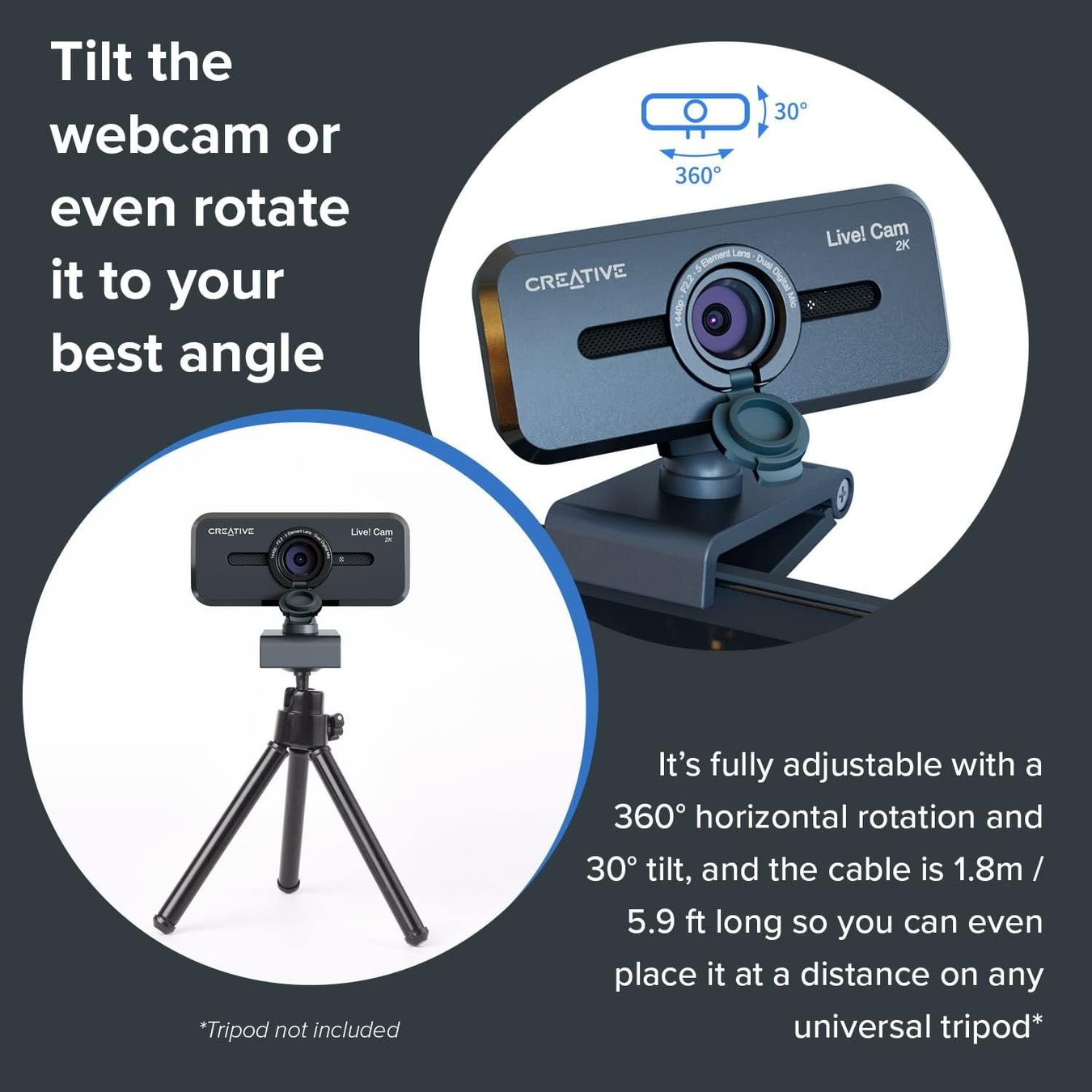 Creative Webcam: Creative Live! Cam Sync V3 - 2K-QHD-USB-Webcam mit 4x Zoom – Usato da Adlikon b.Regensdf venduto da Cappo 6
