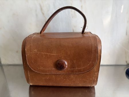 Vintage Leder Tasche, Handtasche, mit Handgriff, braun