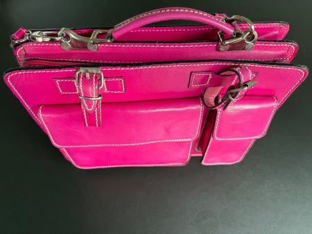 Ledertasche handgemacht Pink - ca 33x24 cm - wenig gebraucht