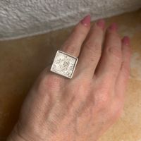 Vintage Silberring, eckig, Mondkrater abstrakt (52)