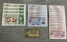 34 ungebrauchte, alte Schweizer Banknoten der Serie 5