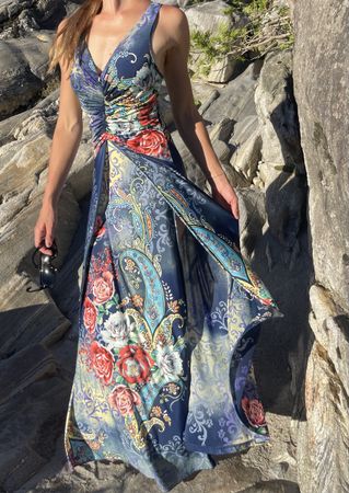 Maxi Abito fantasia floreale e paisley -chic e sexy👌feste