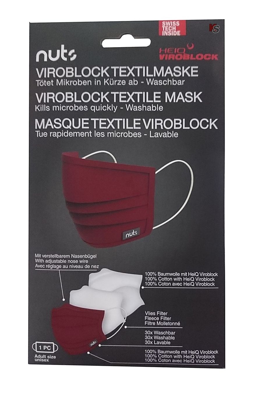 Protezione per viso e udito: Textilmaske Heiq Viroblock Kids Blau – Nuovo e nell'imballaggio originale da Wettingen venduto da kochshop 3
