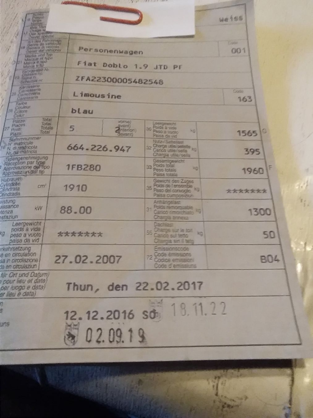 Fiat Automobili: Fiat Doblo Hochdach – Usato da amsoldingen venduto da eschne53 4
