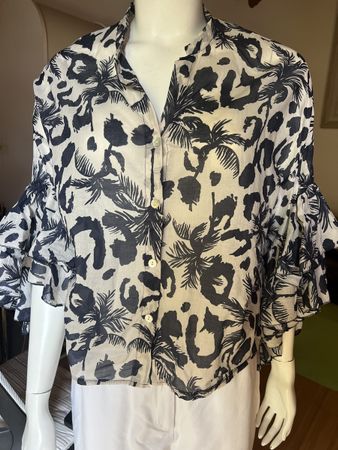 mehrlagige Aermel Bluse bl/beige
