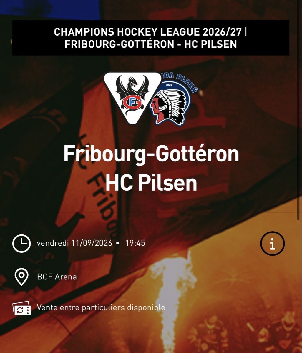 Biglietti: Gottéron CHL 11.09.2026 Ticket – Nuovo e nell'imballaggio originale da Rechthalten venduto da Thierry_89
