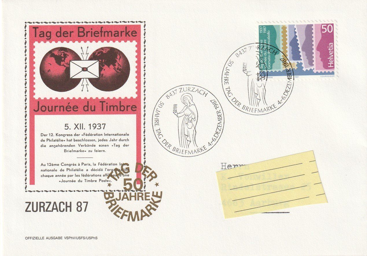 Tutti i francobolli: Tag der Briefmarke 1987, Zurzach, Umschlag – Usato da Aarburg venduto da Aare10