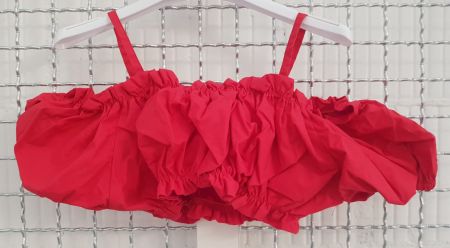Neues rotes Designer Sommer Top mit Rüschen Gr. 104
