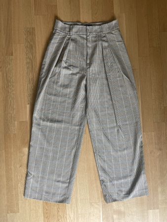 beige karierte High waist Bundhose, 40, gina tricot
