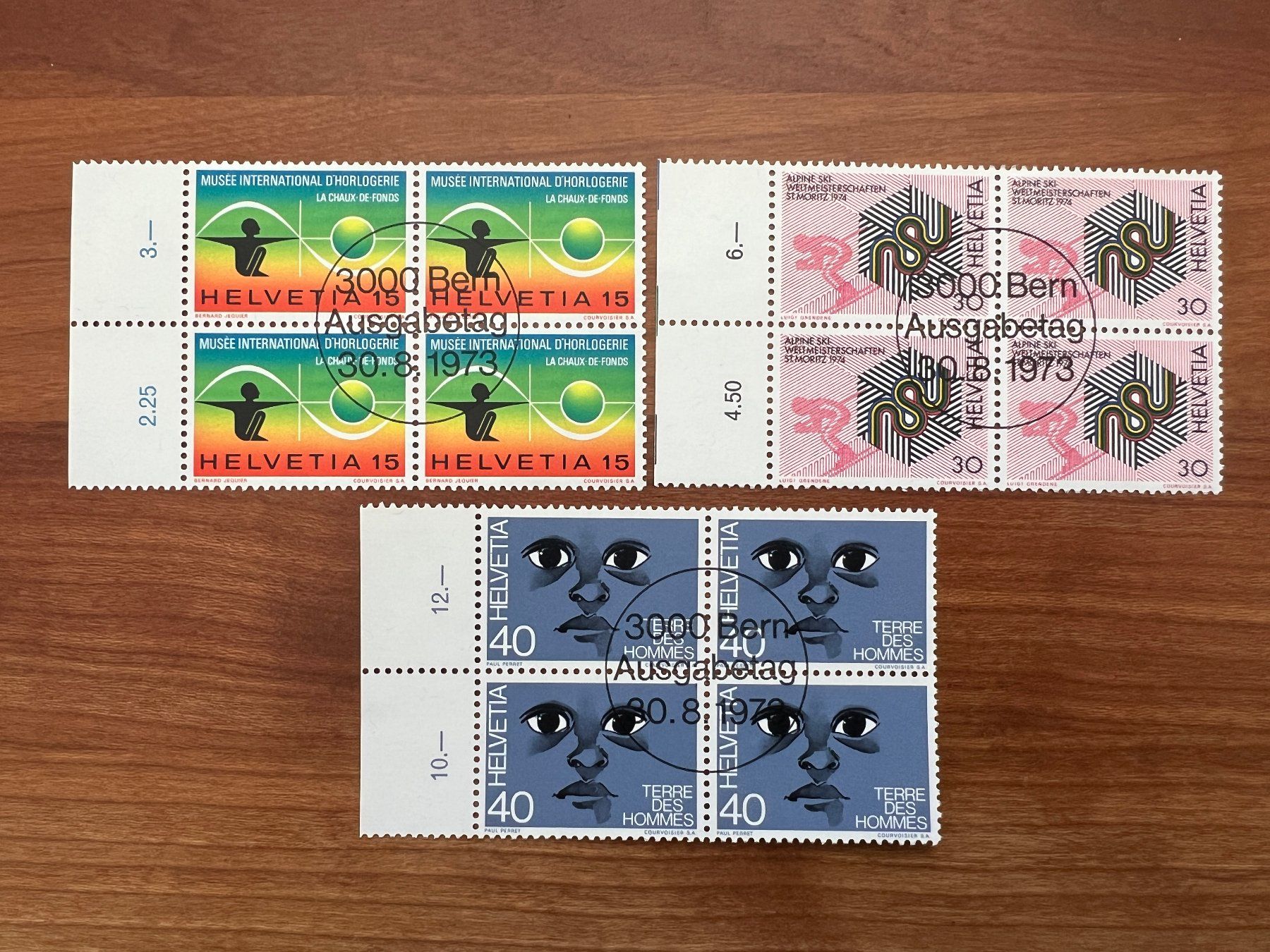 Alle Briefmarken: 1978 CH Erstag gest.Viererblock mit Tab  (K93) – Gebraucht aus Hinwil von Sidi4