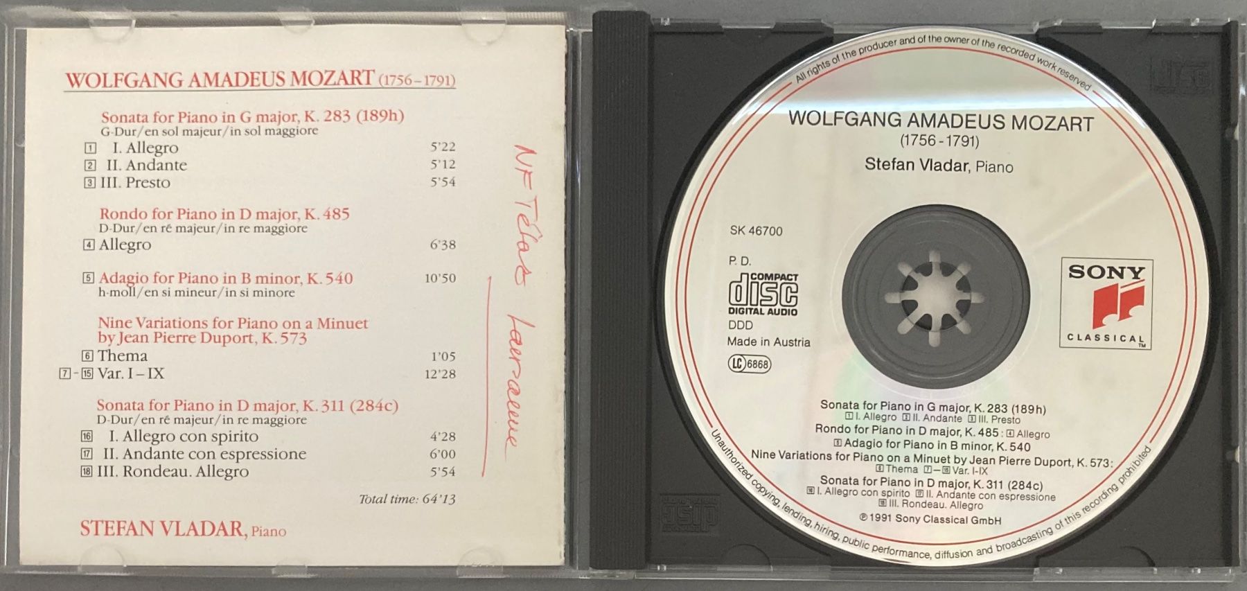 CD: MOZART.... - MOZART PIANO SONATAS – Usato da Poliez-Pittet venduto da Newtown-Records 2
