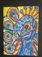 Blauer Pfau, Original, signiert F.D.R. 2026