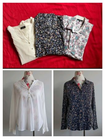 3 Blusen, Oberteile, Blusenpaket Gr. 44 / Baumwolle, langarm