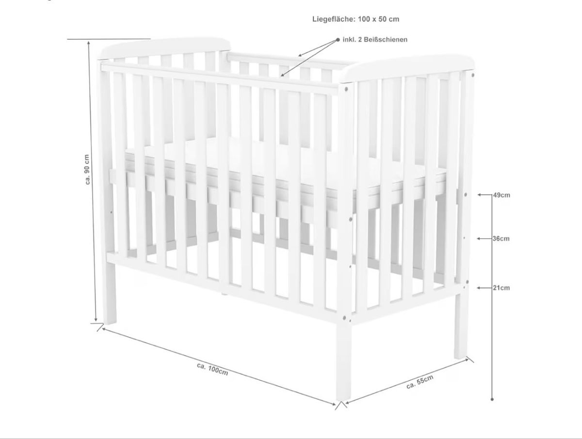 Letti: White Baby Cot bed and  canopy net Excellent Condition – Nuovo (secondo la descrizione) da Neuhausen venduto da nma_bx8d 1