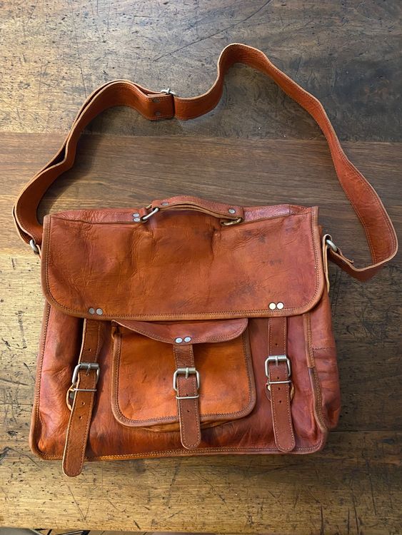 LEABAGS Leder Handtasche 'Juliana' - Echtleder Shopper 16 Zoll Für Business & Alltag