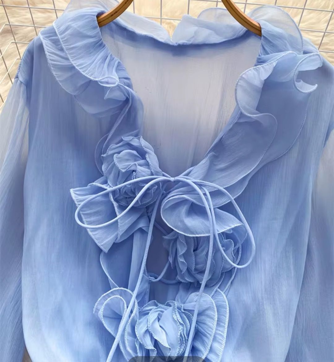 Vestiti: robe courte bleue à volants NEUVE - Taille unique – Nuovo e nell'imballaggio originale da Genève venduto da Saleena 1