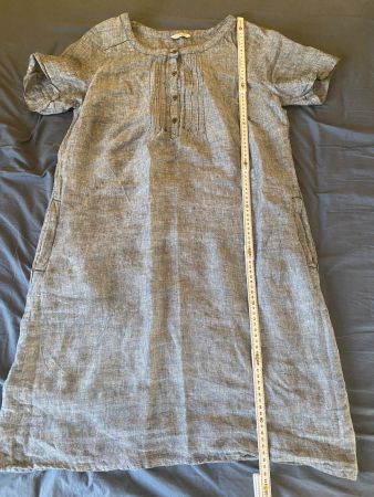 Kleid 100% Leinen und Jeansoptik, Seitentaschen, Gr 40