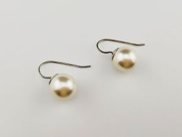 Ohrringe Ohrhänger Perlen Weiss 12 mm