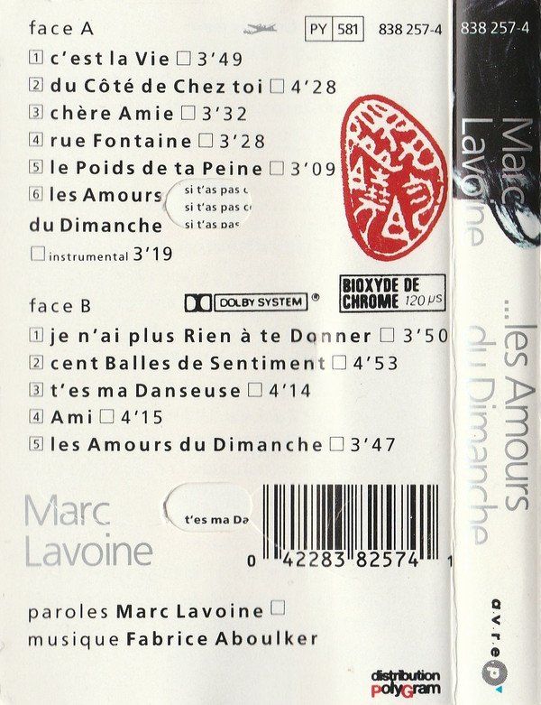 Kompaktkassetten: CASSETTE MARC LAVOINE - CHANSONS – Gebraucht aus PORRENTRTUY von RABAIS_SPORT 1