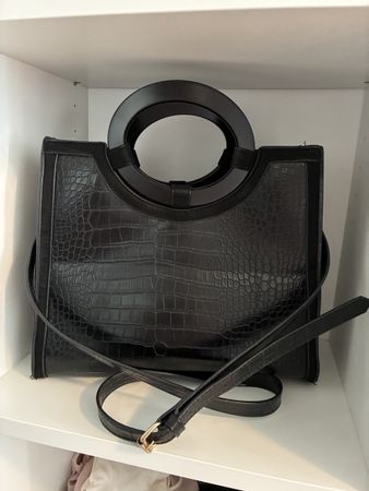 Sac à main Naf Naf noir aspect croco bon état