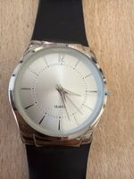 Herren Uhr braunes Band silbernes Zifferblatt neu Zustand