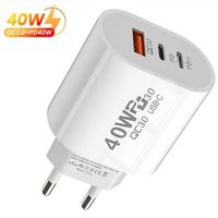 40 Watt,  Schnell Ladegerät USB-A und 2x USB-C, Weiss