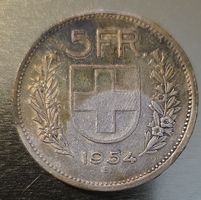 Schweizer 5 Franken Münze Jahrgang 1954 gebraucht