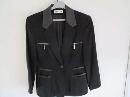edler Blazer, schwarz mit Lederbesatz, Marke Seeler, Gr. 40