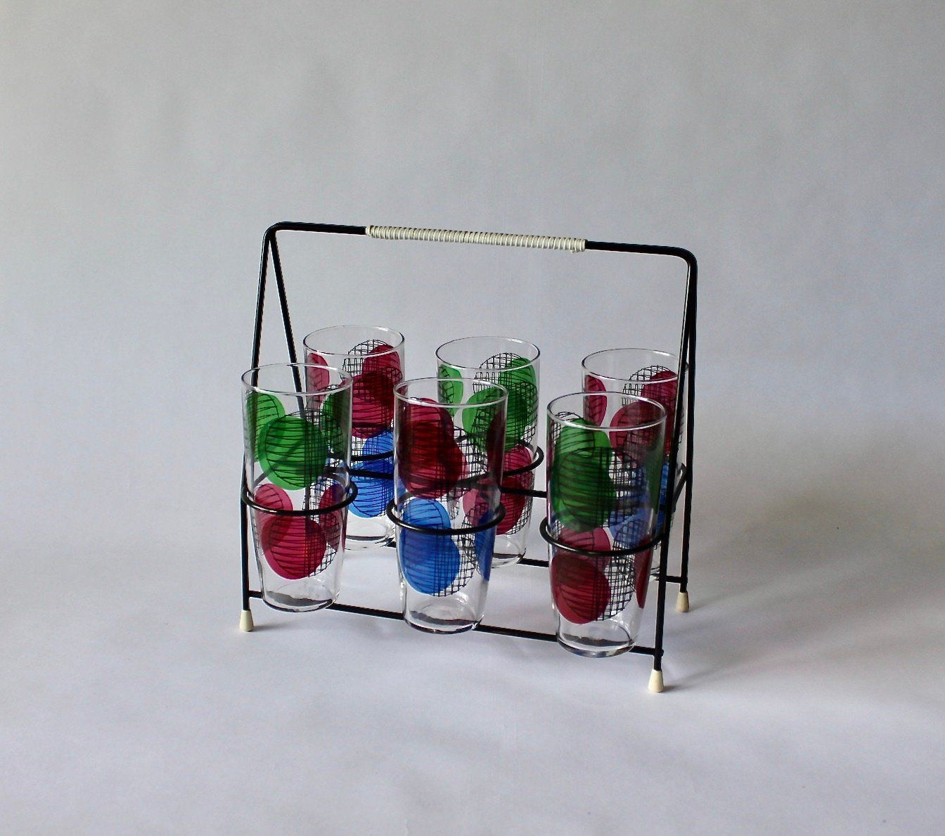 Bicchieri: SCHÖNER GLASHALTER MIT 6 TOLLEN GLÄSER, VINTAGE. – Usato da Grandcour venduto da Flowerstyle 2