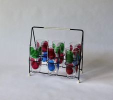SCHÖNER GLASHALTER MIT 6 TOLLEN GLÄSER, VINTAGE.