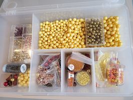 Bastelset mit Perlen in Gold- und Herbstfarben, Top!