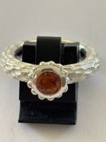 Ring Silber 925 Mandarin-Granat 6mm 0.90ct Zertifikat guter 