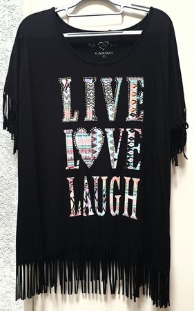 Schwarzes Fransen Shirt Gr. L