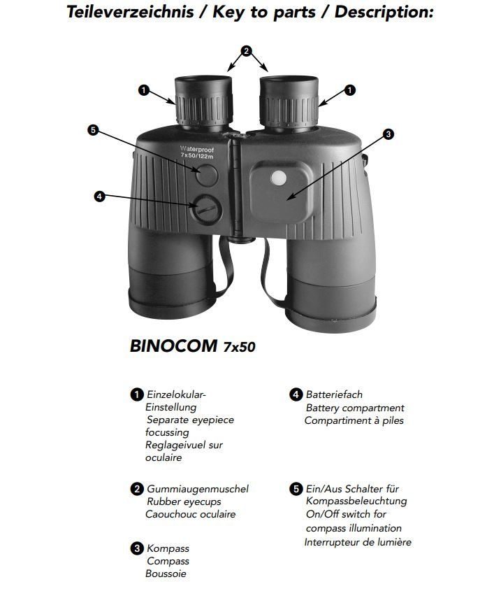 Binocoli: Fernglas Binocom Compass 7x50 von Bresser – Usato da Brügg BE venduto da POU-BELLE 7