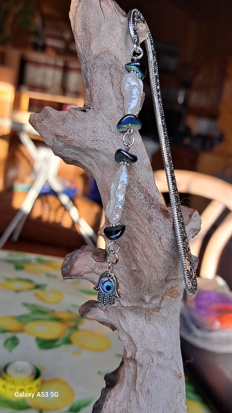 Altre raccolte & rarità: Lesezeichen mit Süsswasserperlen und Hand der Fatima, neu – Nuovo (secondo la descrizione) da Plagne venduto da Reticulum01 6