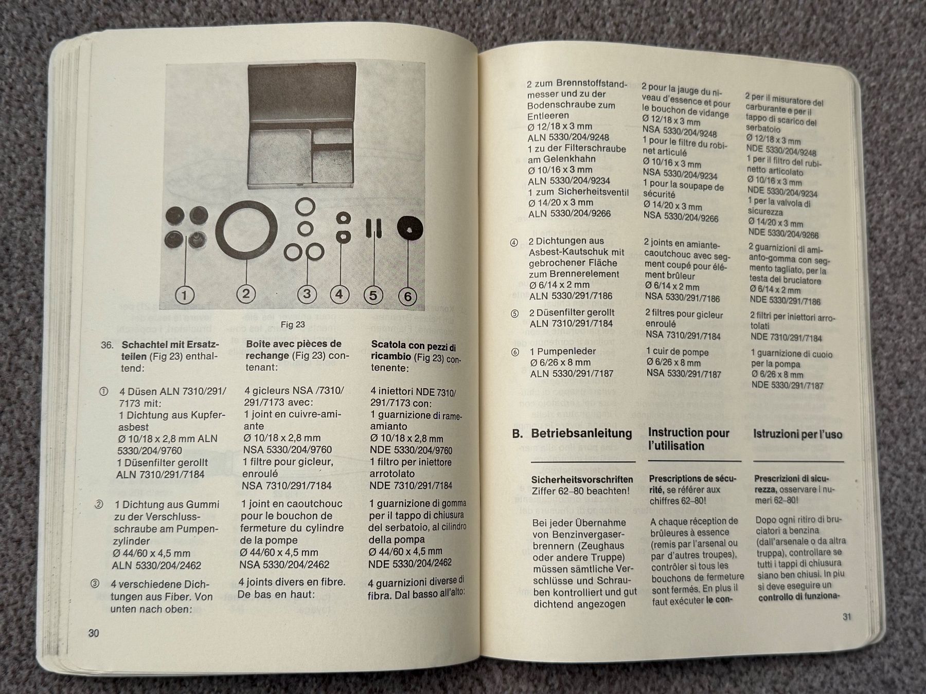 Libri: Reglement: Der Benzinvergaserbrenner - Schweizer Armee – Usato da Brütten venduto da Hst1 7