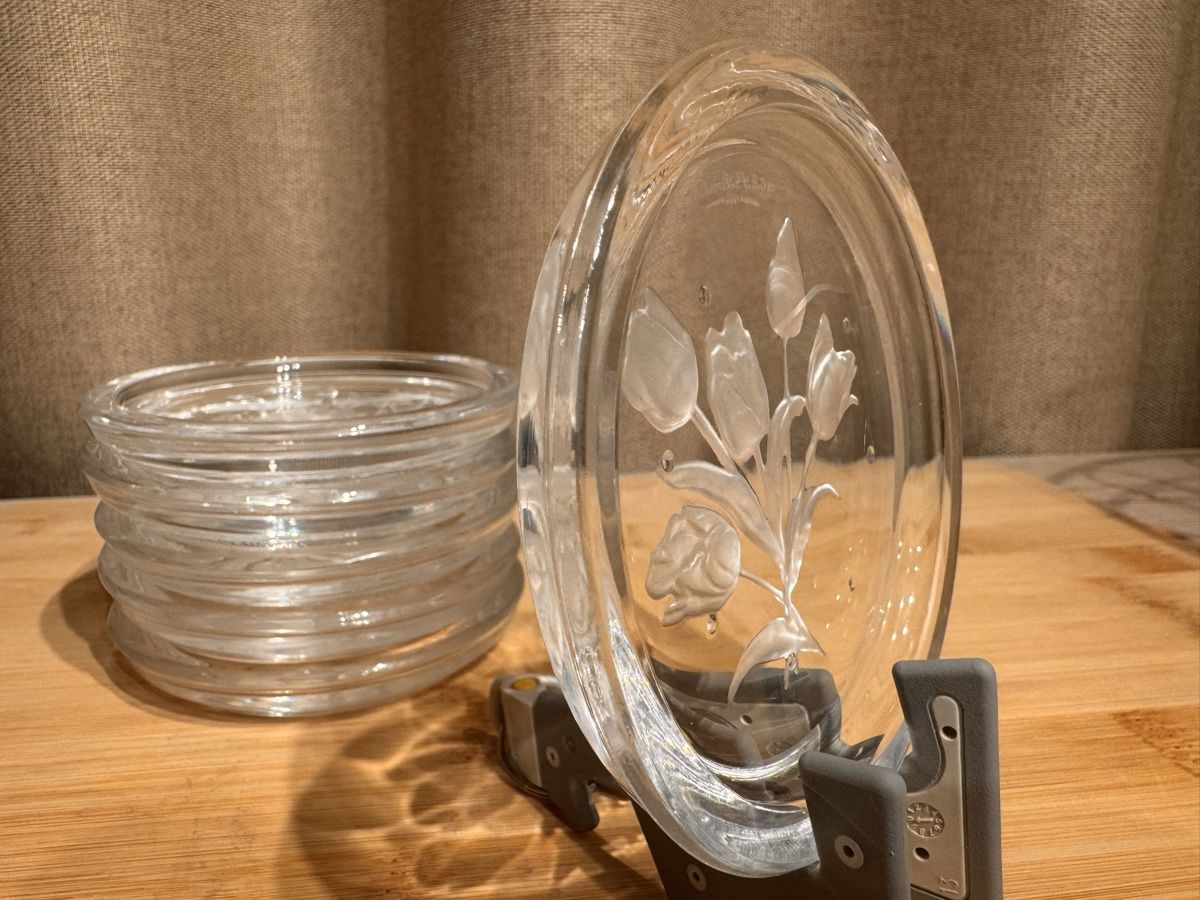 Sottobicchieri: Vintage. Kristall-Untersetzer  Blumenmuster – Usato da Burgdorf venduto da sta_9dkm 3