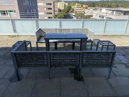 Garten Lounge Set Rattan Optik Metallgrau guter Zustand