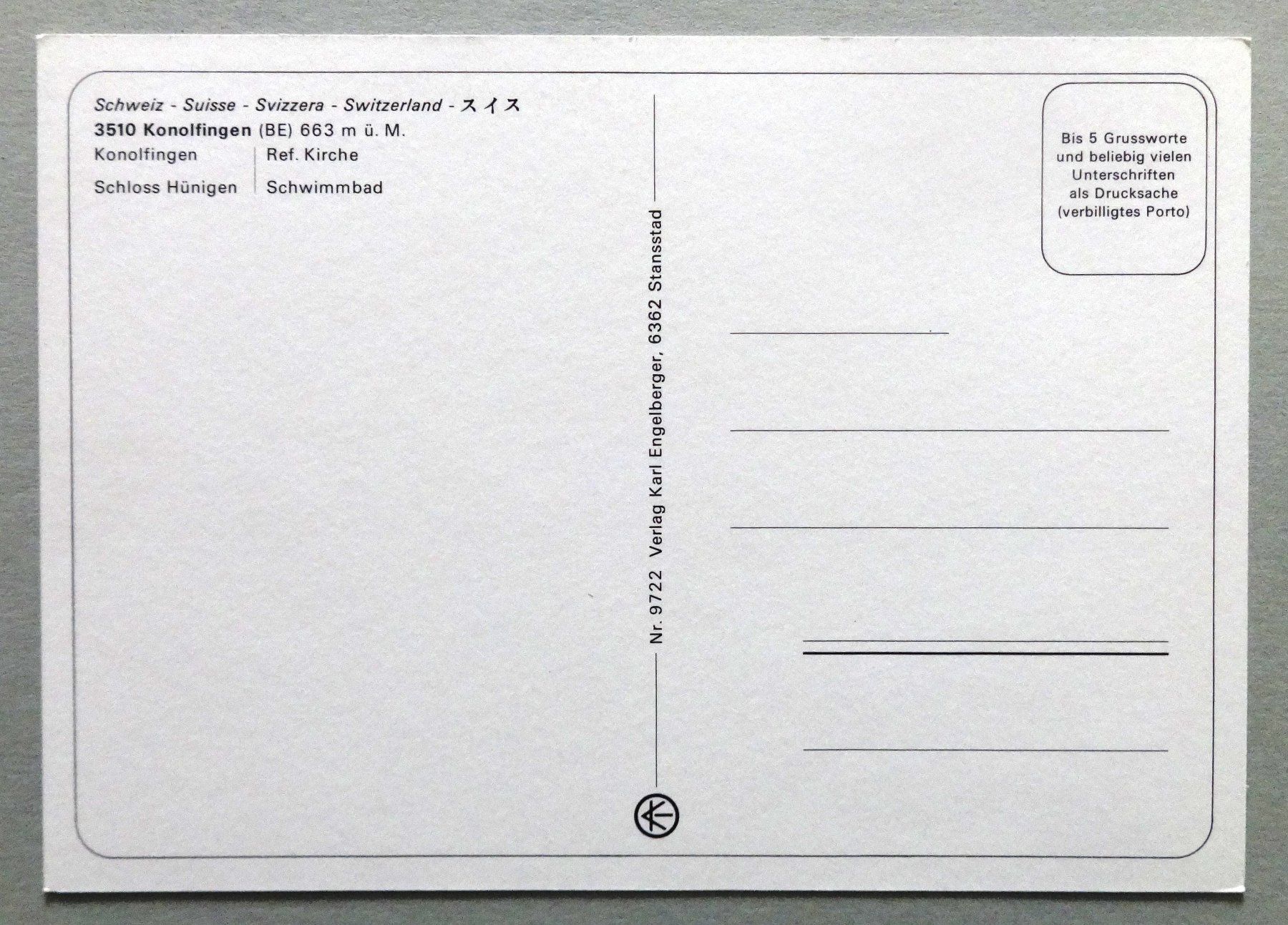 Cartes postales: Konolfingen 663 m ü.M. – D'occasion à Fétigny par Billy2miny 1
