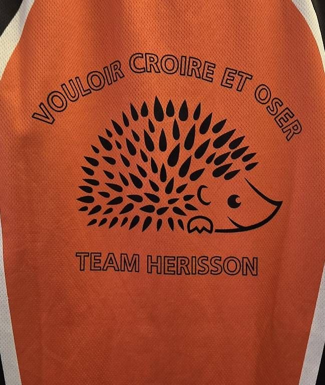 Canottiere & Pantaloni: Maillot de velo vintage " Team Herisson " taille Small – Usato da Sugiez venduto da factorysportoutlet 2