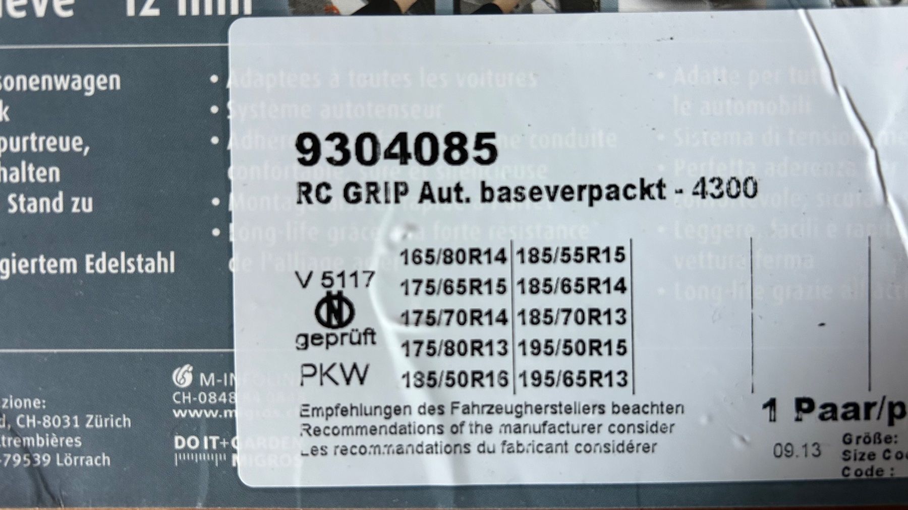 Schneeketten: Schneeketten Miocar RC Grip Aut.baseverpackt - 4300 – Neu (gemäss Beschreibung) aus Amden von Songbird7 3