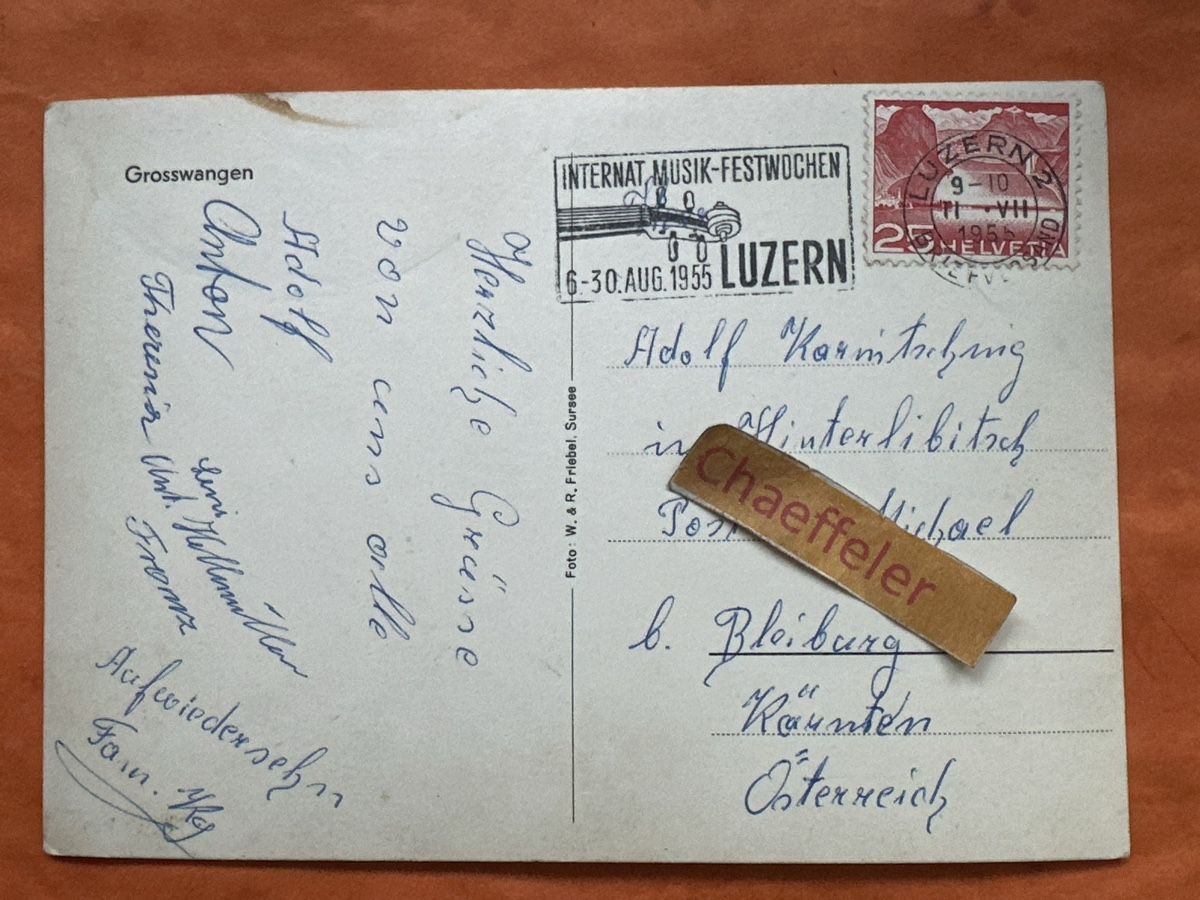 Cartoline postali: Alte Ansichtskarte für 1955 Grosswangen – Usato da Zürich venduto da Chaeffeler 1