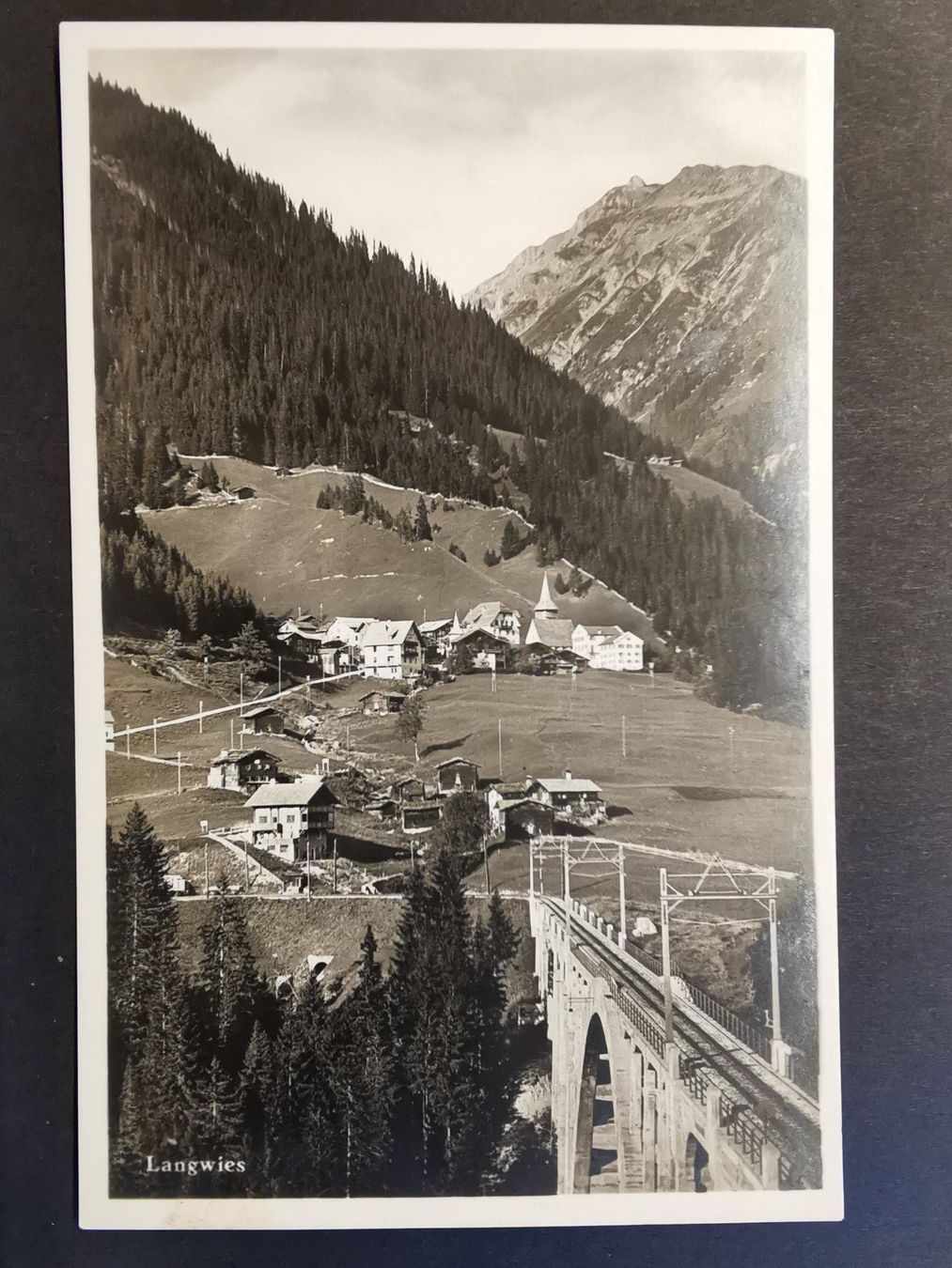 Cartoline postali: Langwies  Ansichtskarte   Schanfigg  Graubünden  AK  Brücke – Usato da Rheineck venduto da kat_7gld