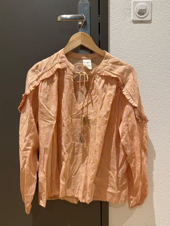 Blouse pink gold dots onesize