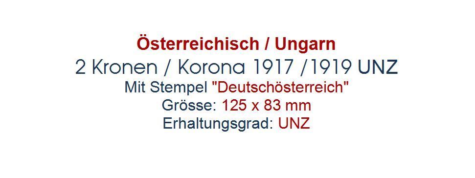 Banconote: 2 Kronen 1917/1919 UNZ – Nuovo (secondo la descrizione) da Flamatt venduto da samowarow 1