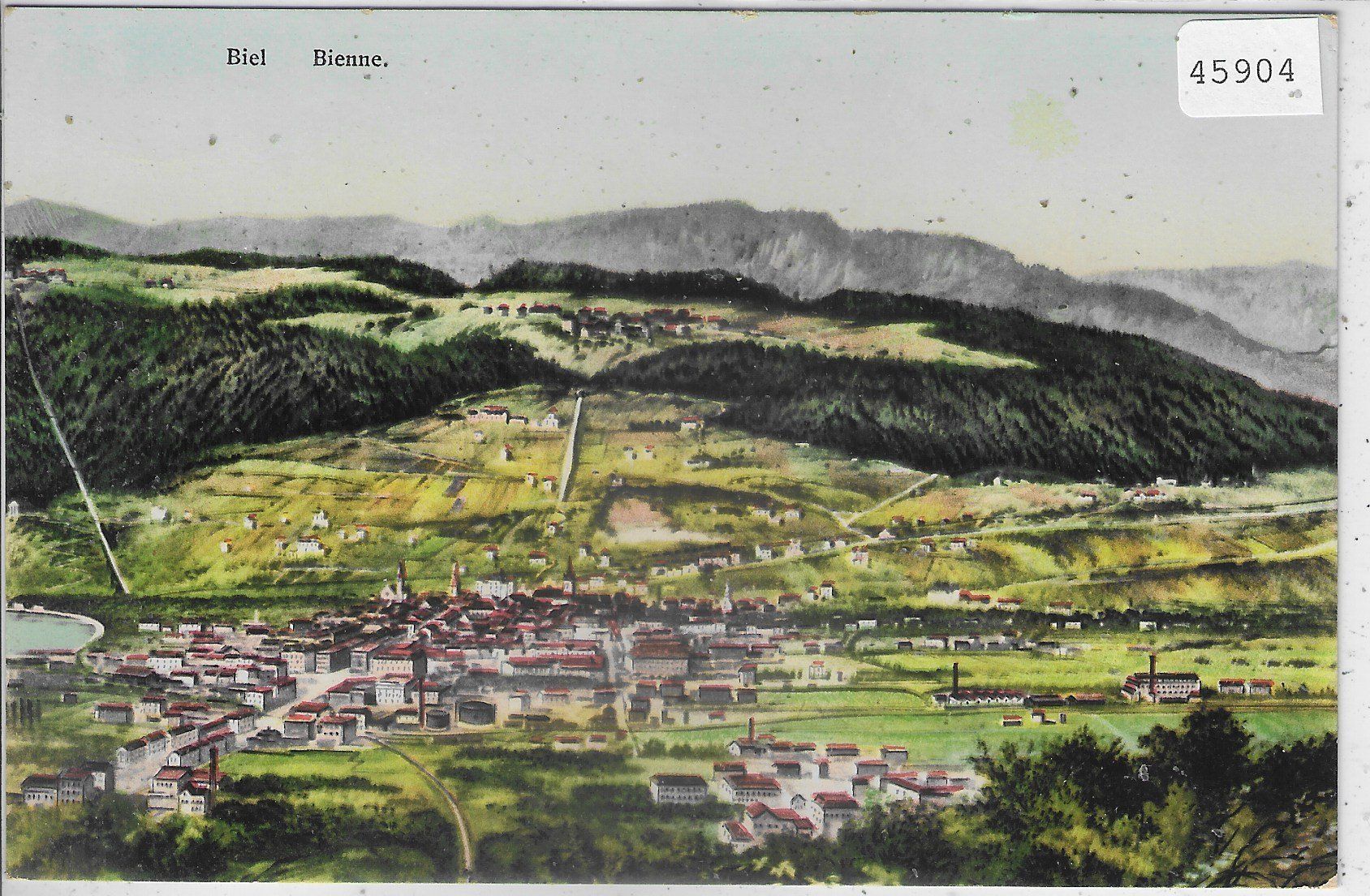 Cartoline postali: Biel Totalansicht - Bienne - Vue generale - Litho – Usato da Ettingen venduto da Kartenplanet